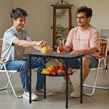 24x16 In Adjustable Folding Camping Table – Aluminum Side Table with Mesh Shelf & Handle (Black)