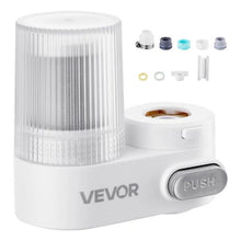 Faucet Mount Water Filter Vertical Carbon Fiber Purifier for Sink Tap Removes Chlorine & Lead 1 Filter White