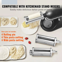 3PCS Pasta Attachment Set for KitchenAid Stand Mixer Roller & Spaghetti/Fettuccine Cutters