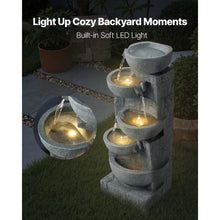 5-Tier Bowl Water Fountain 31.5" Floor Standing with LED Light & Pump Indoor/Outdoor Garden Decor