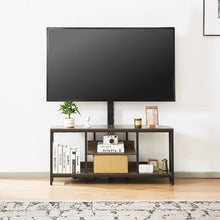 45In TV Stand with Mount for up to 75" TVs Entertainment Center with Power Outlet & LED Lights Adjustable Console 3-Tier Storage for Bedroom & Living Room