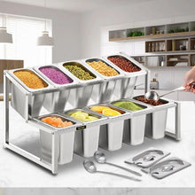 10 1/9 Pans 10 Ladles Spice Rack and Inclined Holder for Sauce Ingredients Fruits A-803