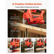 6.5 Amp Electric Jigsaw 3000 SPM 6 Blades LED Light 6-Speed Control 4 Orbital Settings 45° Bevel Cutting