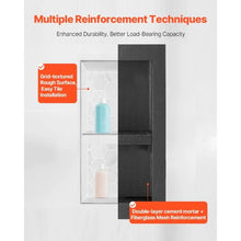 16 x 32 Inch Dual Shower Niches Recessed Wall Storage with Movable Shelves (Black)