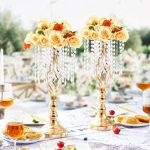 12PCS Crystal Wedding Flower Stand 19.3" Gold Metal Centerpiece Vase for Wedding & Party Decor