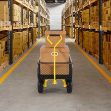 900 LBS Heavy-Duty Steel Garden Cart Utility Wagon with 10" Tires & Removable Mesh Sides