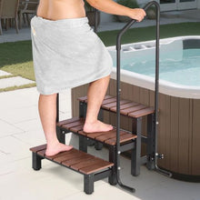 3-Step Hot Tub Steps with Handrail 25.2 In Wide Spa Stairs 550 lb Capacity