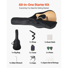 41 Inch Cutaway Acoustic Guitar Bundle with Gig Bag Tuner Capo & Accessories (Natural)