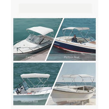3 Bow Boat Bimini Top – 600D Waterproof Polyester Canopy Aluminum Frame Sun Shade Awning with Storage Bag 72 L x 73-78 W x 46 H (Light Grey)