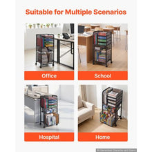6-Tier Rolling File Cart with Drawers Under-Desk File Organizer 45 lbs Capacity (Black)