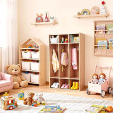 Kids Coat Cubby Organizer, 3-Section Wooden Locker with 6 Storage Cubbies