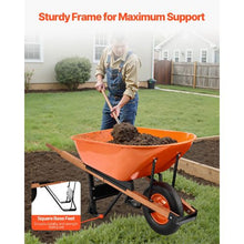 Heavy-Duty Garden Wheelbarrow – 6 Cu. Ft. Load 330 lbs Capacity Single Wheel 16" Wide Track Easy Loading Dump Cart