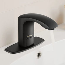 9/16" Automatic Touchless Bathroom Faucet, Motion Sensor Tap with Cover Plate Adjustable Hot/Cold, Matte Black