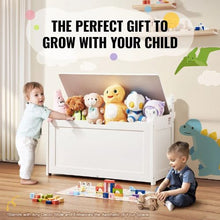 Wooden Kids Toy Chest with Safety Hinge (White)