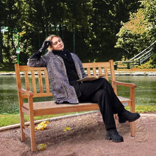 50-Inch Wood Outdoor Bench 800 lbs Capacity with Backrest and Armrests – Perfect for Garden Park Patio Yard Front Porch