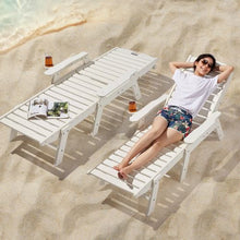 HDPE Chaise Lounge Chair 6-Position Adjustable Patio Lounge Chair with Cup Holder 400 lbs Capacity (White)