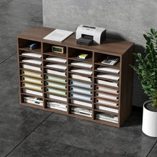 36-Compartment Wooden Literature Organizer Mail Sorter – (Brown)