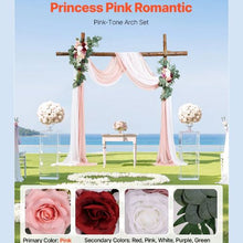 21' Ft Blush Pink with Ivory Wedding Arch Draping Fabric Reception Backdrop Wedding Decoration Artificial Wedding Arch Flowers Kit XH-HQ05 (Pack of 4)