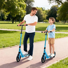 2-Wheel Kick Scooter for Kids 8+ Teens & Adults – Adjustable Handlebar Foldable Blue & Black Up to 220 lbs
