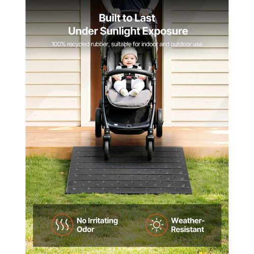 Threshcover Ramp 4 Inch Rubber Threshold Ramp 3 Channels Cord Cover Rubber Solid ...