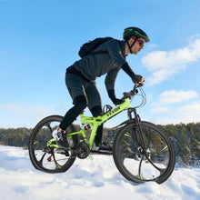 26-Inch Folding Mountain Bike Full Suspension 21-Speed Disc Brakes High Carbon Steel Frame