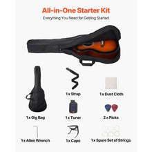 40 Inch Dreadnought Acoustic Guitar Bundle with Gig Bag Tuner Capo & Accessories (Sunburst)