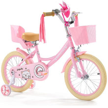 16-Inch Princess Kids Bike for Girls Pink Children’s Bicycle with Basket Streamers Doll Seat & Training Wheels