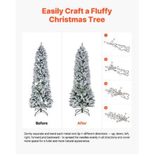 Prelit Snow Flocking Artificial Christmas Tree with 240 Colorful LED and 11 Lighting Modes Decoration (6FT)