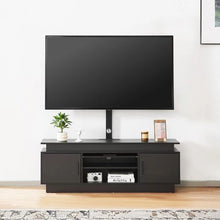60 In TV Stand with Mount for Up to 75 In TVs Entertainment Center with Power Outlet & LED Lights Adjustable Console with 3 Storage Tiers