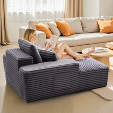 48-Inch Boneless Chaise Lounge Chair Oversized Upholstered Sofa with Pillows and Armrests
