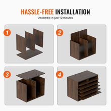 12-Compartment Wooden Literature Organizer with Adjustable Shelves for Office & Home (Brown)