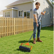 15-Inch Rolling Lawn Aerator 42-Spike Push Roller with 60-Inch Handle Fillable Drum