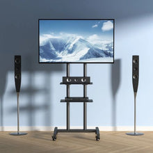 32 to 70 In Mobile TV Stand and Wheels Double Tray for Audio-Visual Devices for Bedroom Living Room (Rolling)