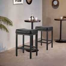 25-Inch Modern Bar Stool Set of 2 with Saddle-Seat and Metal Legs Easy Assembly for Bar Cafe (Black)