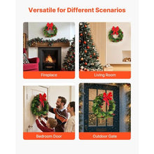 24" Pre-Lit Artificial Christmas Wreath and 50 LED Lights with Timer and Decorated