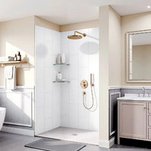 60 x 36 x 75 Inch Shower Surround Kit Waterproof SMC Wall Panels with 4 Glass Shelves
