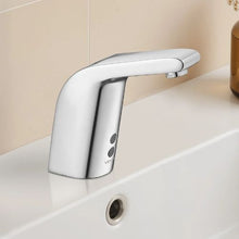 9/16" Touchless Motion Sensor Bathroom Faucet Cold-Water Single-Hole Tap Battery-Operated Chrome Plated Silver