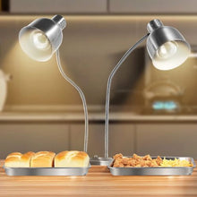 500W Electric Food Heating Lamp, Dual-Head Stainless Steel Warmer with 3 Bulbs for Catering Kitchen and Buffet Stations