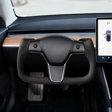 Tesla Model 3 Steering Wheel 2016–2023 Heated Carbon Fiber Flat-Bottom Design Non-Slip Leather Grip (Black)