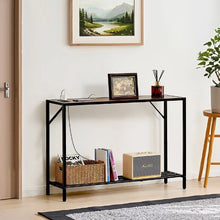 41.7" Narrow Sofa Table with Charging Station Metal Frame