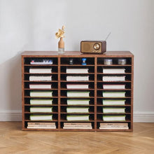27-Compartment Wooden Literature Organizer Mail Sorter – (Dark Brown)