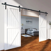 8FT Heavy Duty Double Barn Door Track Kit, 330LBS, I-Shape Rollers