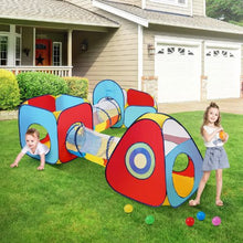 5-in-1 Kids Play Tent Set with Tunnel and Basketball Hoop for Boys Girls