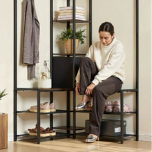 Corner Hall Tree with Shoe Bench & Hooks 70.9" Entryway Coat Rack Organizer Rustic for Entrance Closet Office (Brown)
