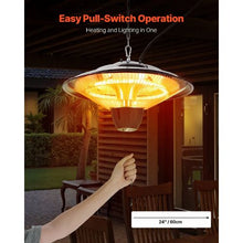 1500W Hanging Infrared Patio Heater with Pull Cord & Adjustable Chain, Indoor/Outdoor Use