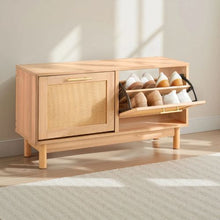 39.4 x 11.8 x 20.9 In Entryway Shoe Bench Storage with 2 Flip Drawers for Hallway Living Room Bedroom