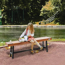 63-Inch Wood Garden Bench with Metal Legs 500 lbs Capacity – Perfect for Outdoors Garden Park Patio Yard and Front Porch