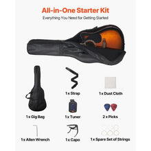 41 Inch Cutaway Acoustic Guitar Bundle with Gig Bag Tuner Capo & Accessories Sunburst