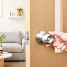 Keyed Entry Door Knob, Satin Nickel Round Ball Locking Door Knob with Thumb Turn, All-Metal Design 587ET-SS-1PK