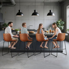 26-Inch Modern Bar Stool Set with Backrest Metal Legs Easy Assembly Armless Bar Chairs  for Kitchen Dining Room (Brown)